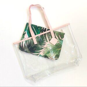 Ulta Transparent tote with tropical leaf pouch